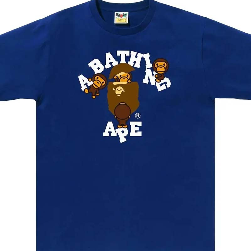 BAPE College Milo Tee 猿人 字母 短袖 藍色 RAY-60 [台灣現貨]