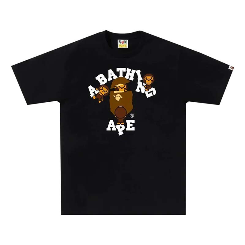 BAPE College Milo Tee 猿人 字母 短袖 黑色 RAY-64 [台灣現貨]