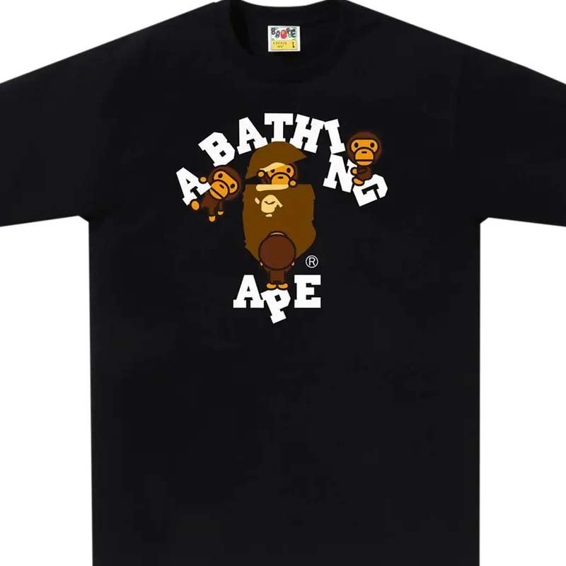 BAPE College Milo Tee 猿人 字母 短袖 黑色 RAY-64 [台灣現貨]