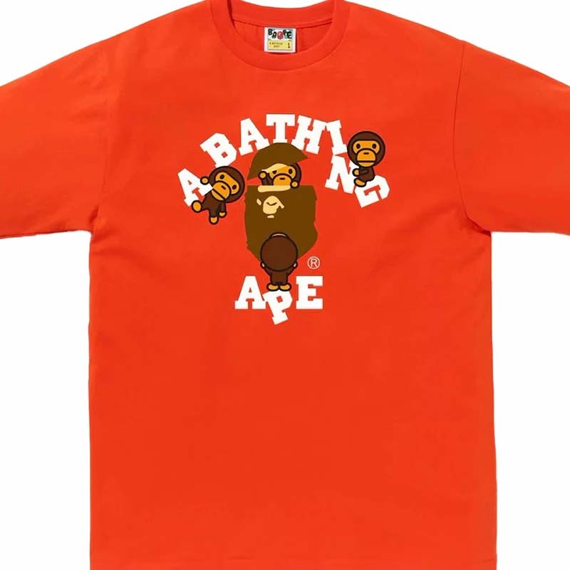 BAPE College Milo Tee 猿人 字母 短袖 橘色 RAY-65 [台灣現貨]