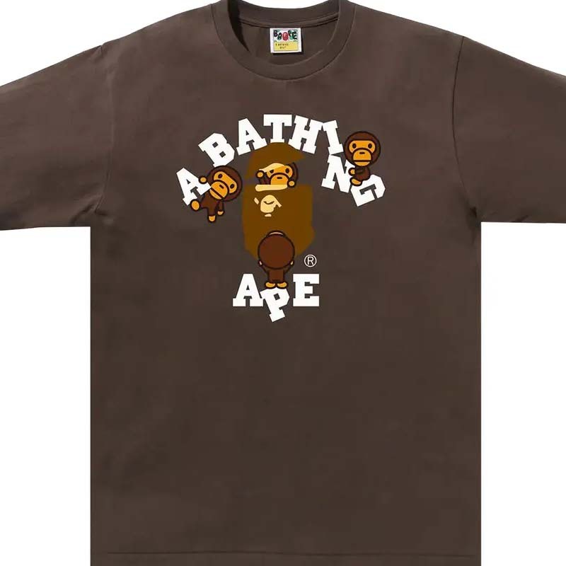 BAPE College Milo Tee 猿人 字母 短袖 咖啡色 RAY-69 [台灣現貨]