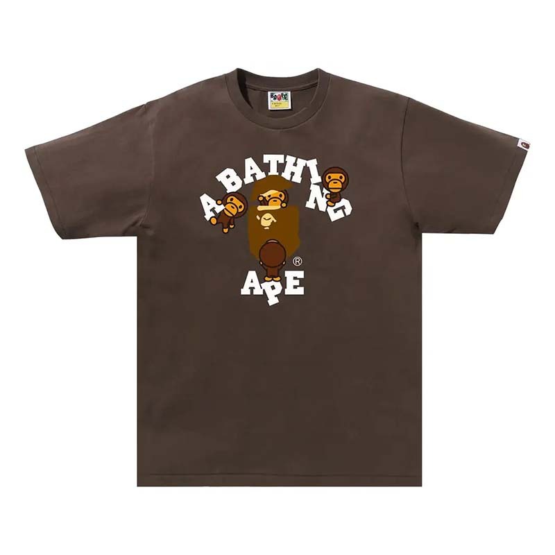 BAPE College Milo Tee 猿人 字母 短袖 咖啡色 RAY-69 [台灣現貨]