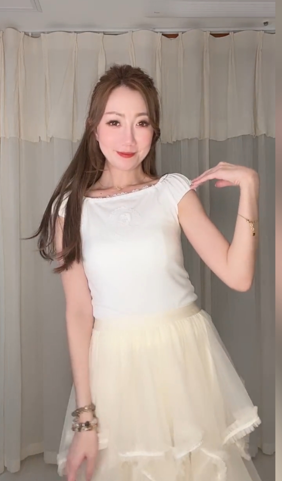 FRENCH VINTAGE ROSE EMBROIDERY PUFF SLEEVE COTTON TOP 260512