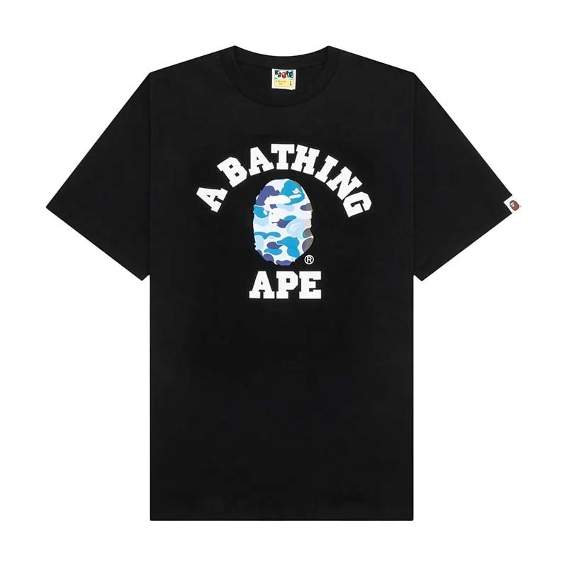 BAPE ABC Camo College Tee 猿人 大學字體 藍迷彩 短袖 黑色 RAY-56 [台灣現貨]