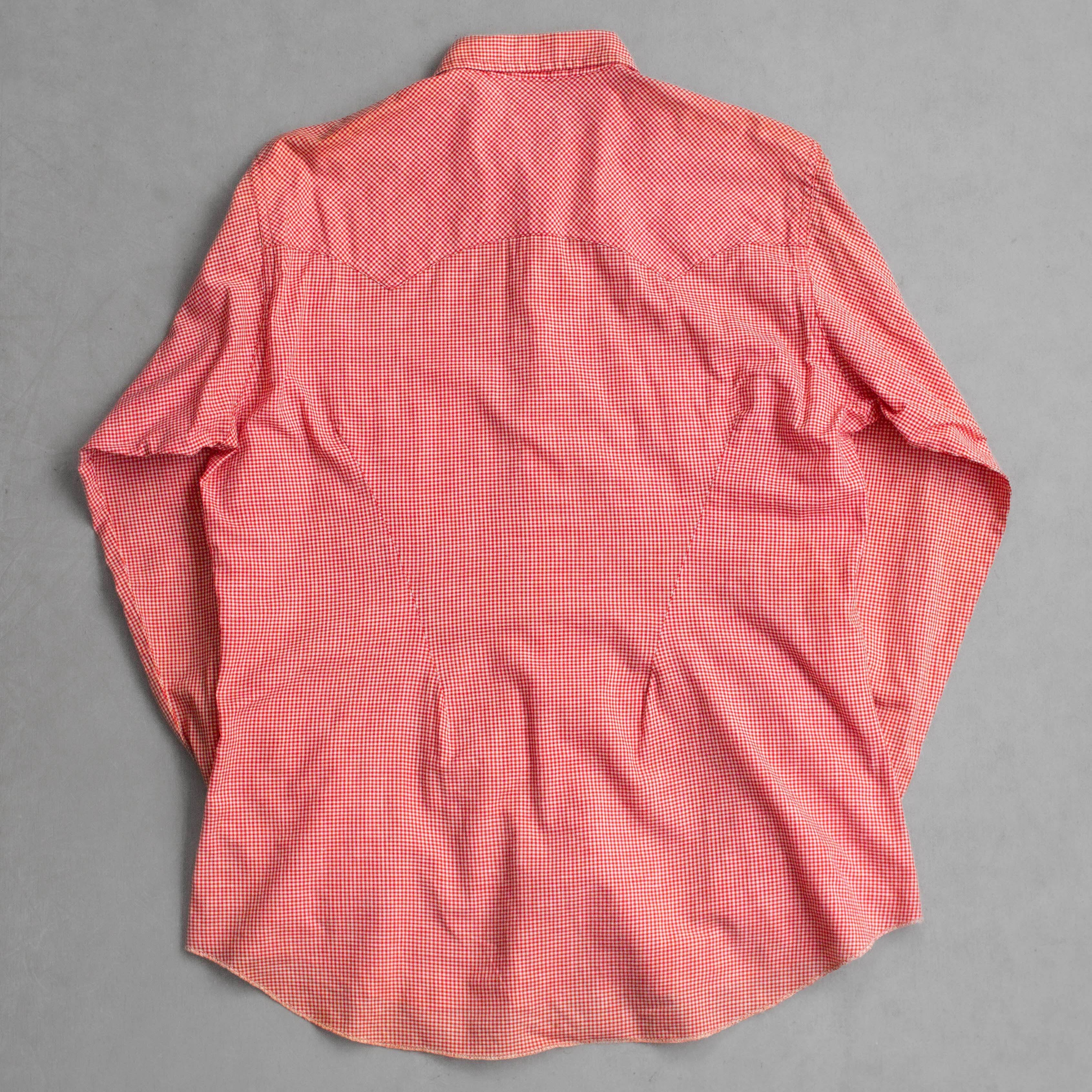 VINTAGE GINGHAM PLAID WESTERN SHIRT 美國 紅白 格紋 西部 長袖 襯衫