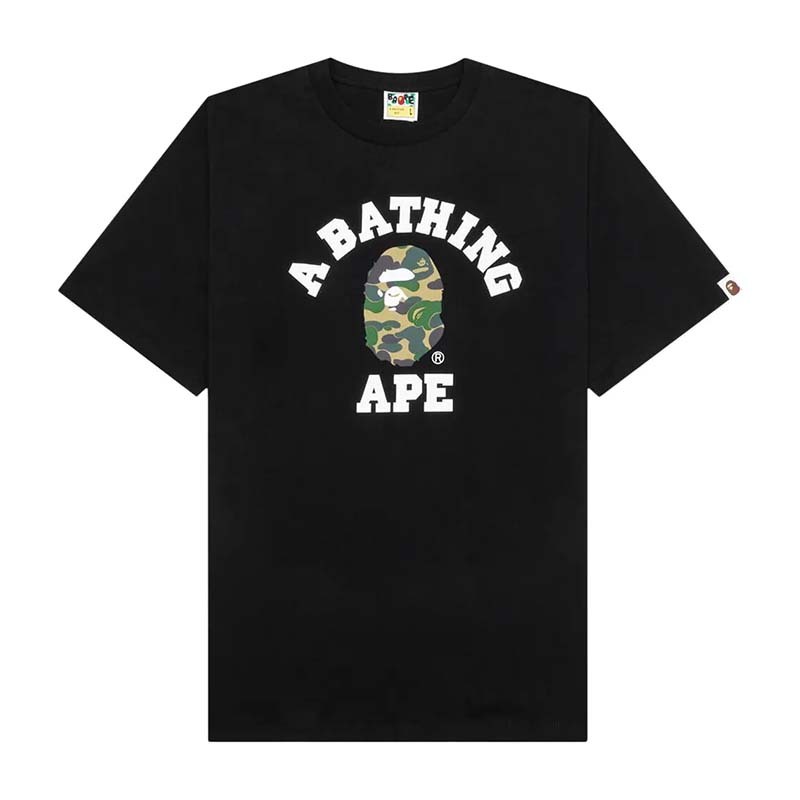 BAPE ABC Camo College Tee 猿人 大學字體 綠迷彩 短袖 黑色 RAY-59 [台灣現貨]