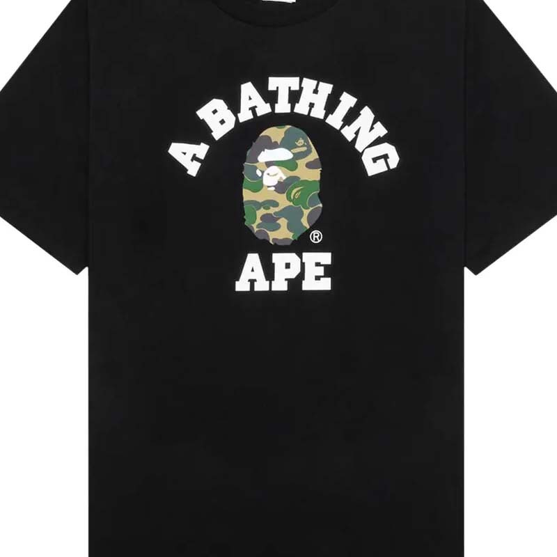 BAPE ABC Camo College Tee 猿人 大學字體 綠迷彩 短袖 黑色 RAY-59 [台灣現貨]