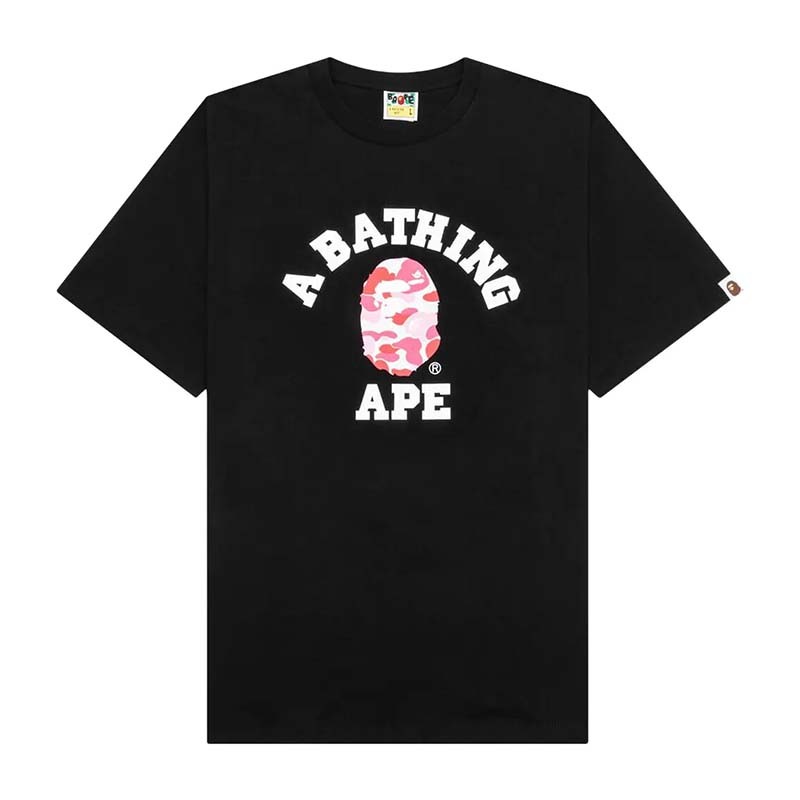 BAPE ABC Camo College Tee 猿人 大學字體 粉迷彩 短袖 黑色 RAY-62 [台灣現貨]