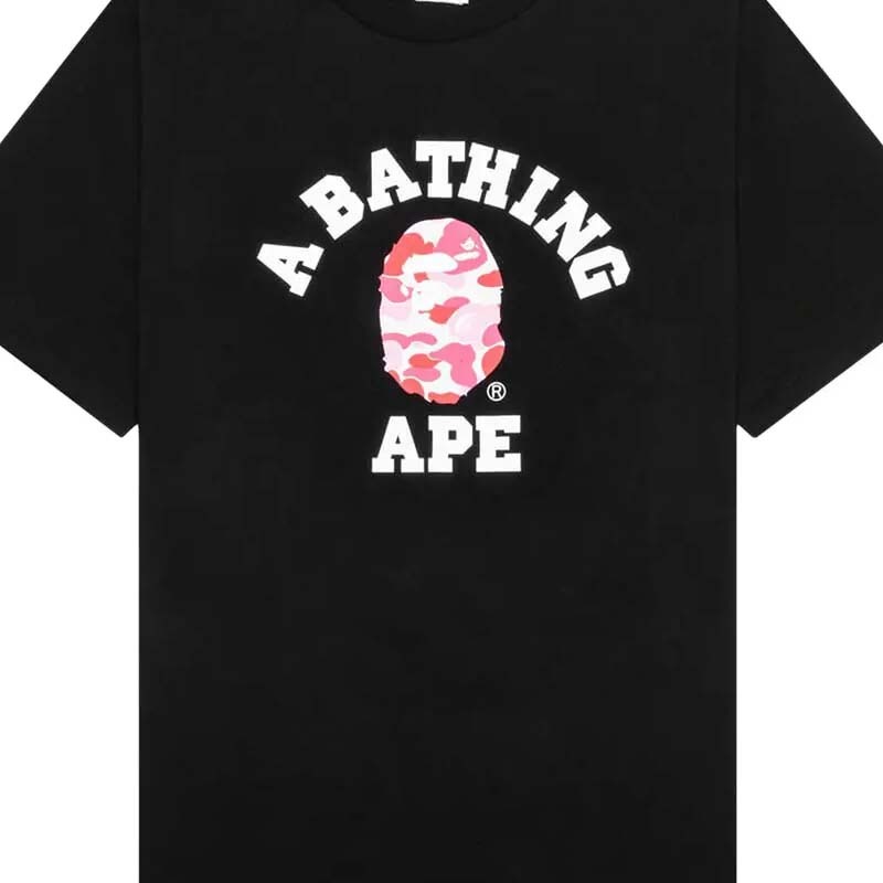 BAPE ABC Camo College Tee 猿人 大學字體 粉迷彩 短袖 黑色 RAY-62 [台灣現貨]