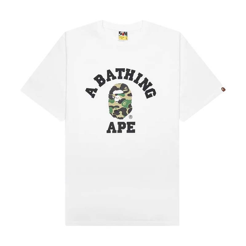 BAPE ABC Camo College Tee 猿人 大學字體 綠迷彩 短袖 白色 RAY-57 [台灣現貨]