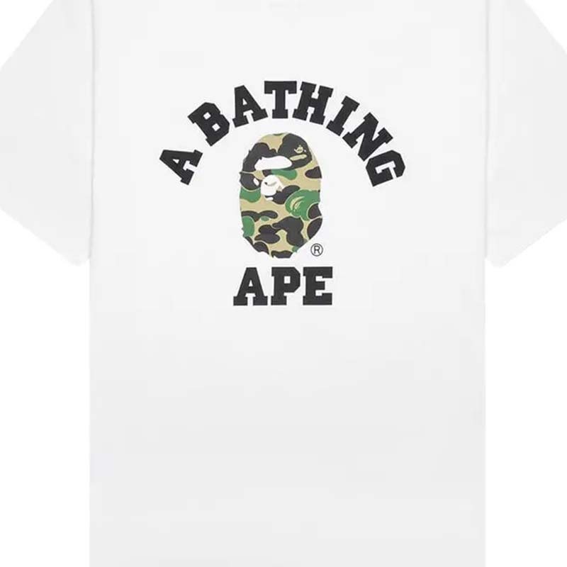 BAPE ABC Camo College Tee 猿人 大學字體 綠迷彩 短袖 白色 RAY-57 [台灣現貨]