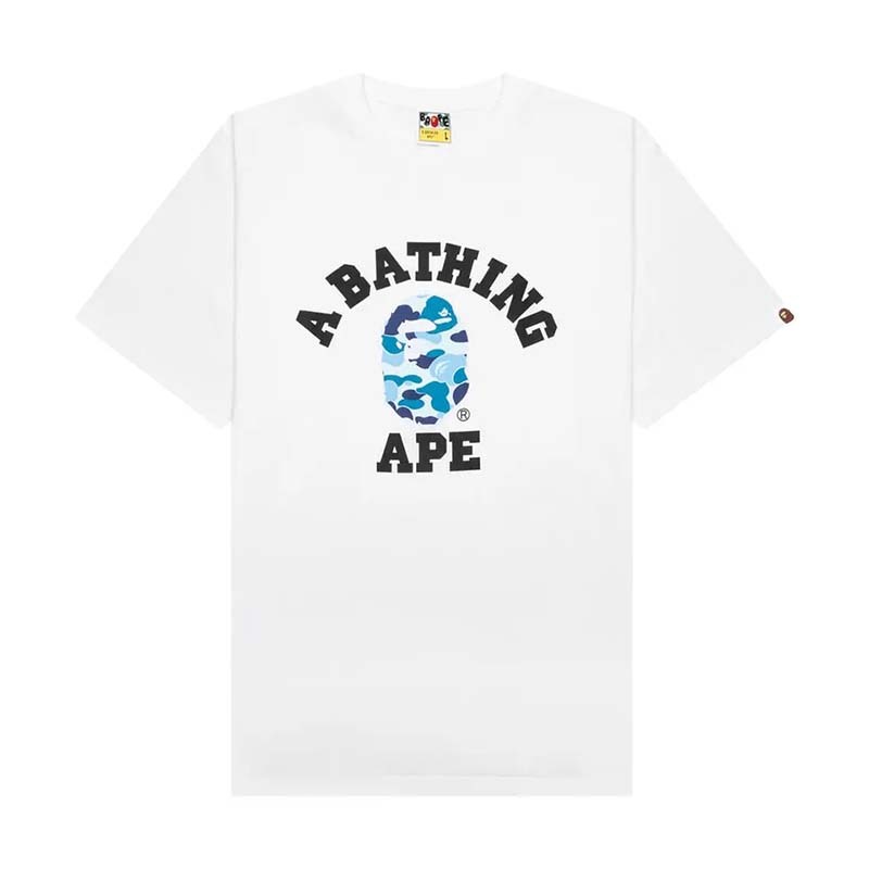 BAPE ABC Camo College Tee 猿人 大學字體 藍迷彩 短袖 白色 RAY-61 [台灣現貨]