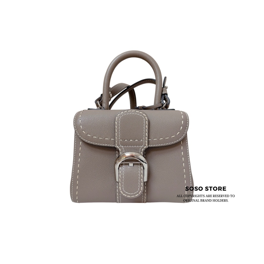 Delvaux Brillant Mini Surpiqué Bag - Elephant Grey / SHW