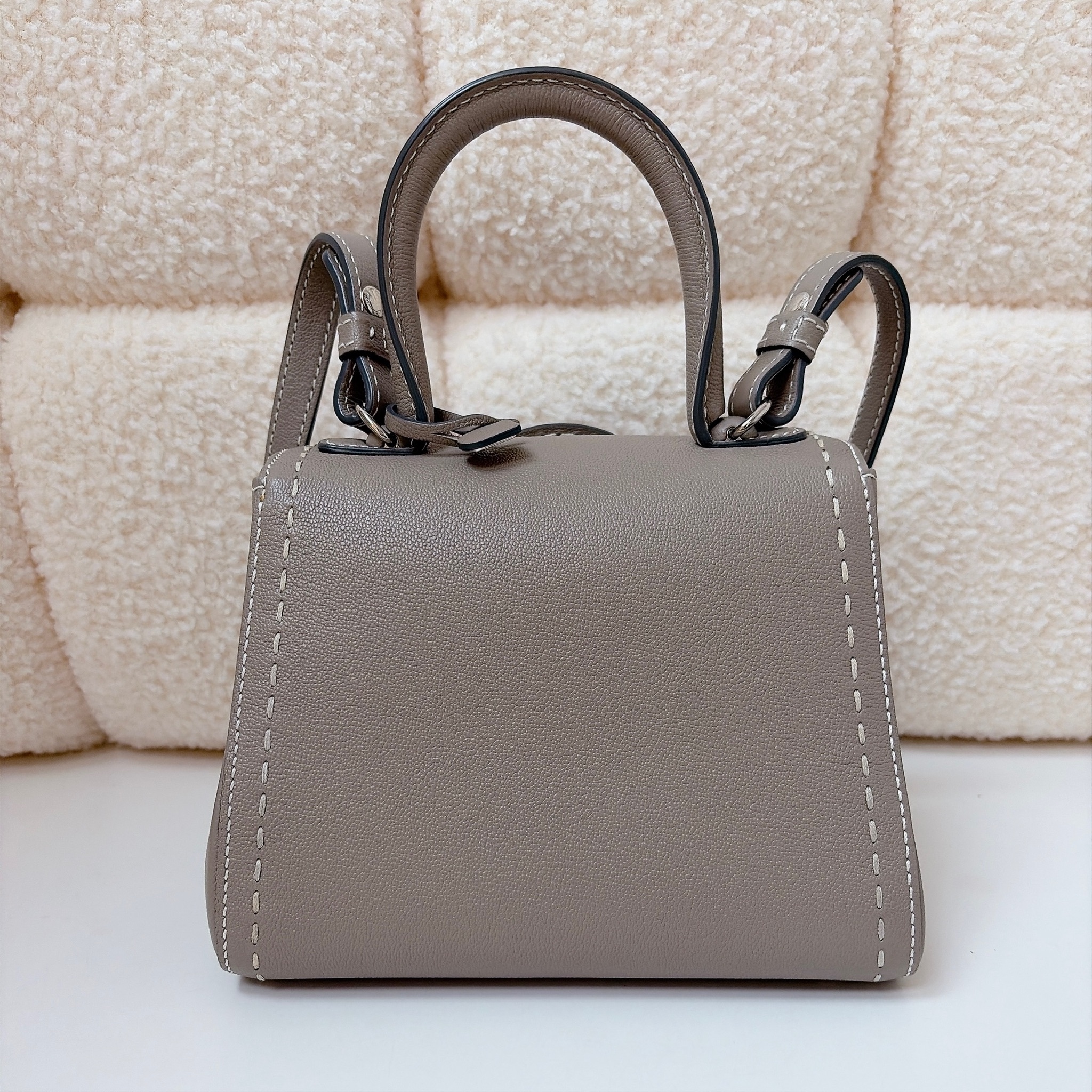 Delvaux Brillant Mini Surpiqué Bag - Elephant Grey / SHW