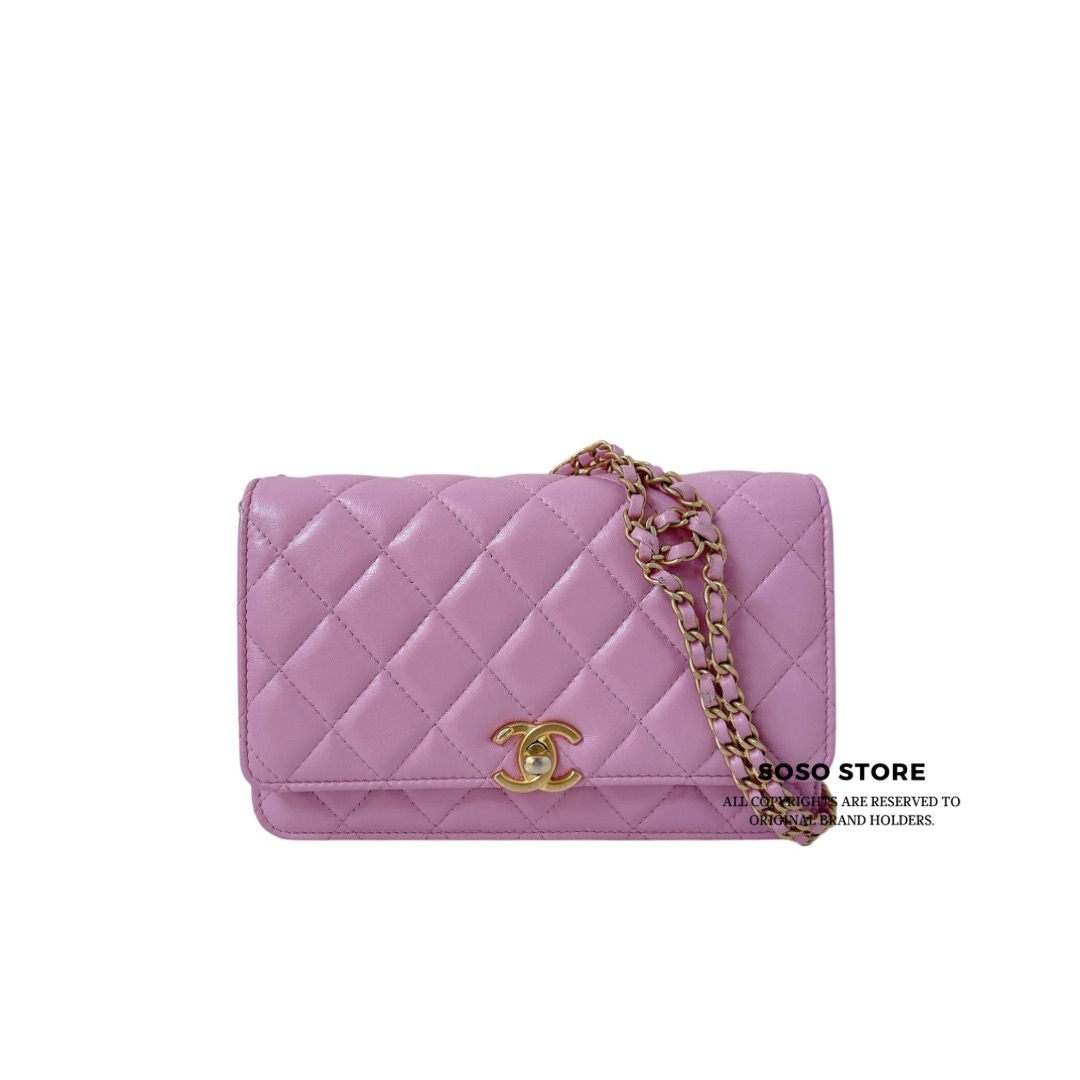Chanel Classic Wallet on Chain-  Sakura Pink / GHW