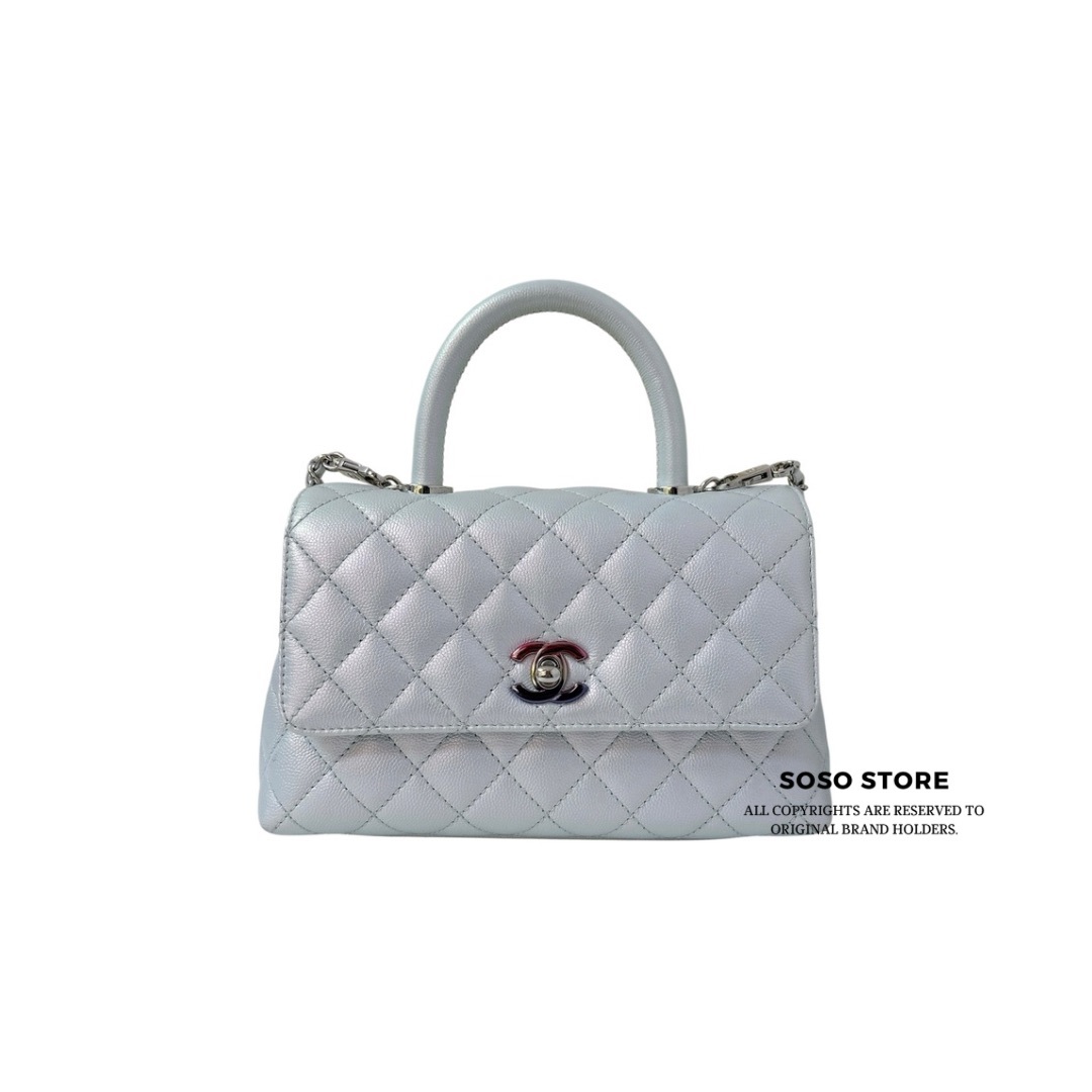 Chanel Coco Handle Flap Bag-  Iridescent Light Blue / SHW