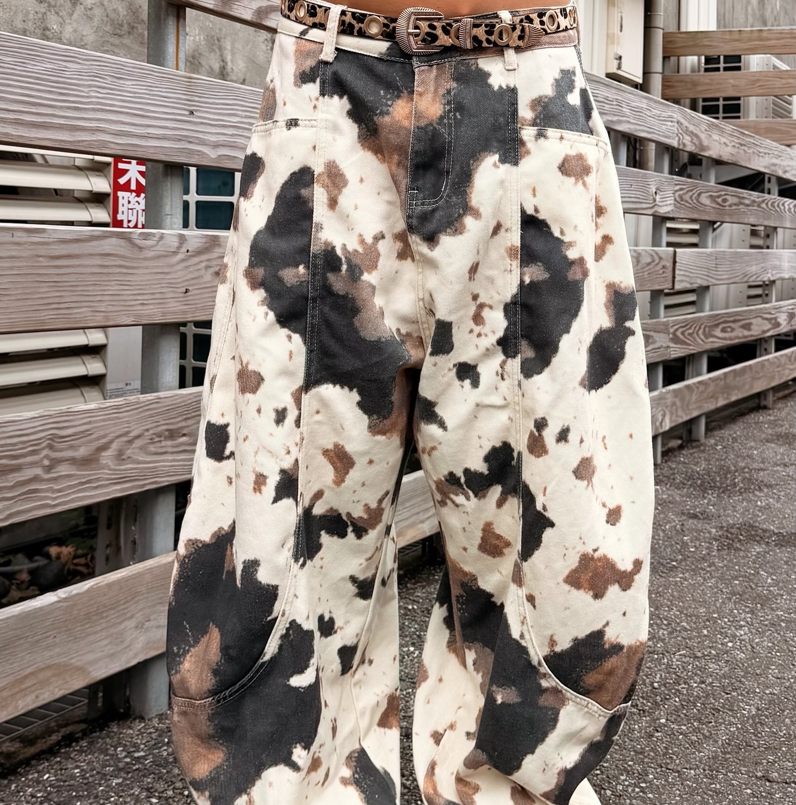 MOO~美式復古乳牛寬褲🐄