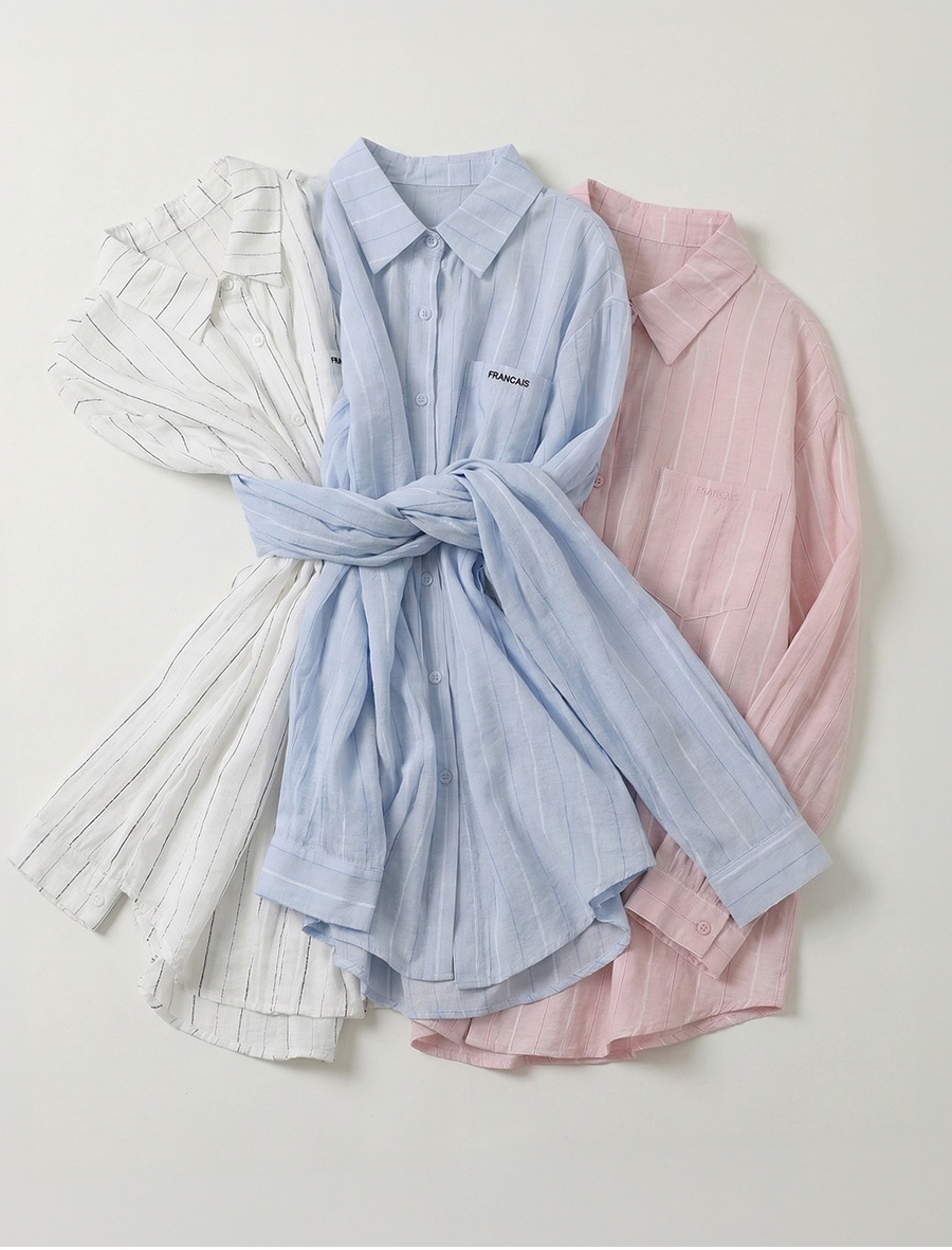 FRENCHCHIC 人造絲條紋襯衫
