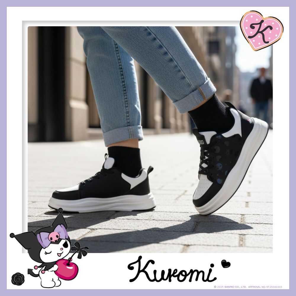 26097-KU Sanrio Kuromi 閃紋厚底便服休閒鞋 #TW-AS26-925009