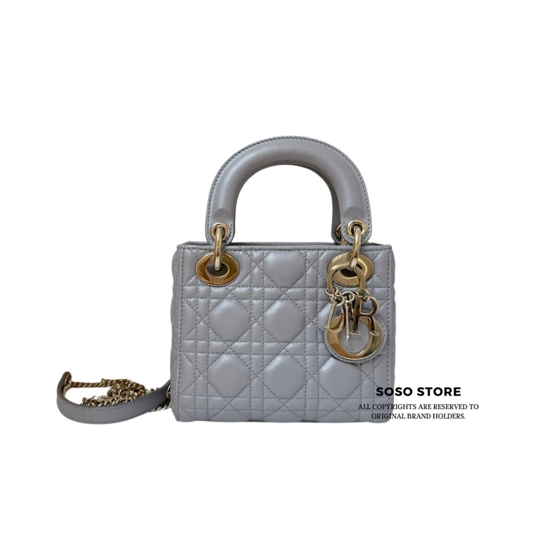 Dior Mini Lady Dior Bag - Opaline Gray / GHW