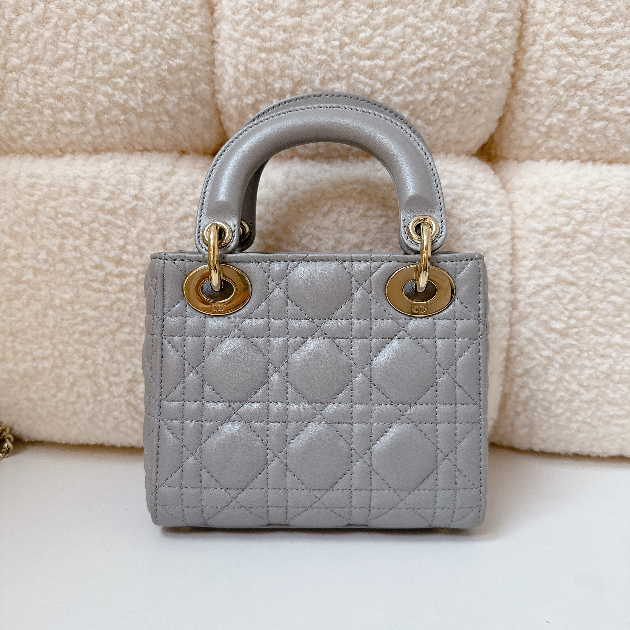 Dior Mini Lady Dior Bag - Opaline Gray / GHW