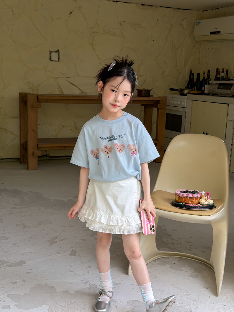 【H0827】韓系自帶bling約克夏小狗印花上衣(100-170)