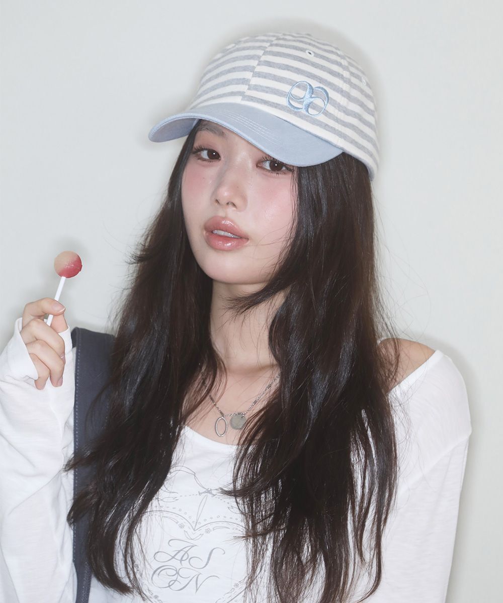 ASON 雙色條紋棒球帽 淺藍 AS_P0000DDK