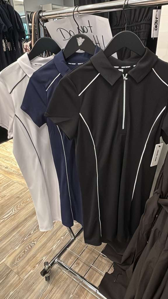 ZR022 DKNY 撞色半拉鏈POLO連身裙
