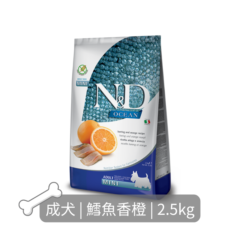 Farmina N&D天然頂級無穀狗糧| 鱈魚香橙| 2.5kg| 成犬