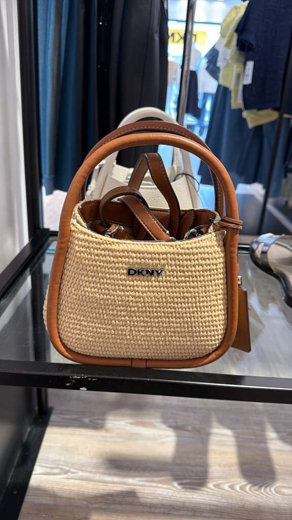 ZR034 DKNY 迷你撞邊編織款手挽袋 19x14cm