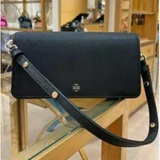 [S] TORY BURCH BLACK 1756 EMERSON SMOOTH CONVERTIBLE CROSSBODY, 175656-001 (STB777)