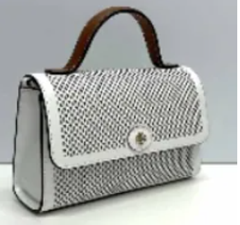 [S] TORY BURCH WHITE EMERSON PERFORATED COLOR-BLOCK MINI TOP HANDLE, 175808-137 (STB781)