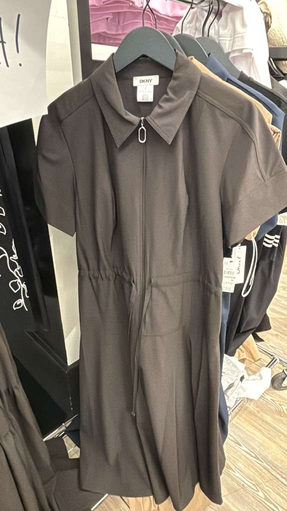 ZR049 DKNY 黑色短袖修腰連身裙