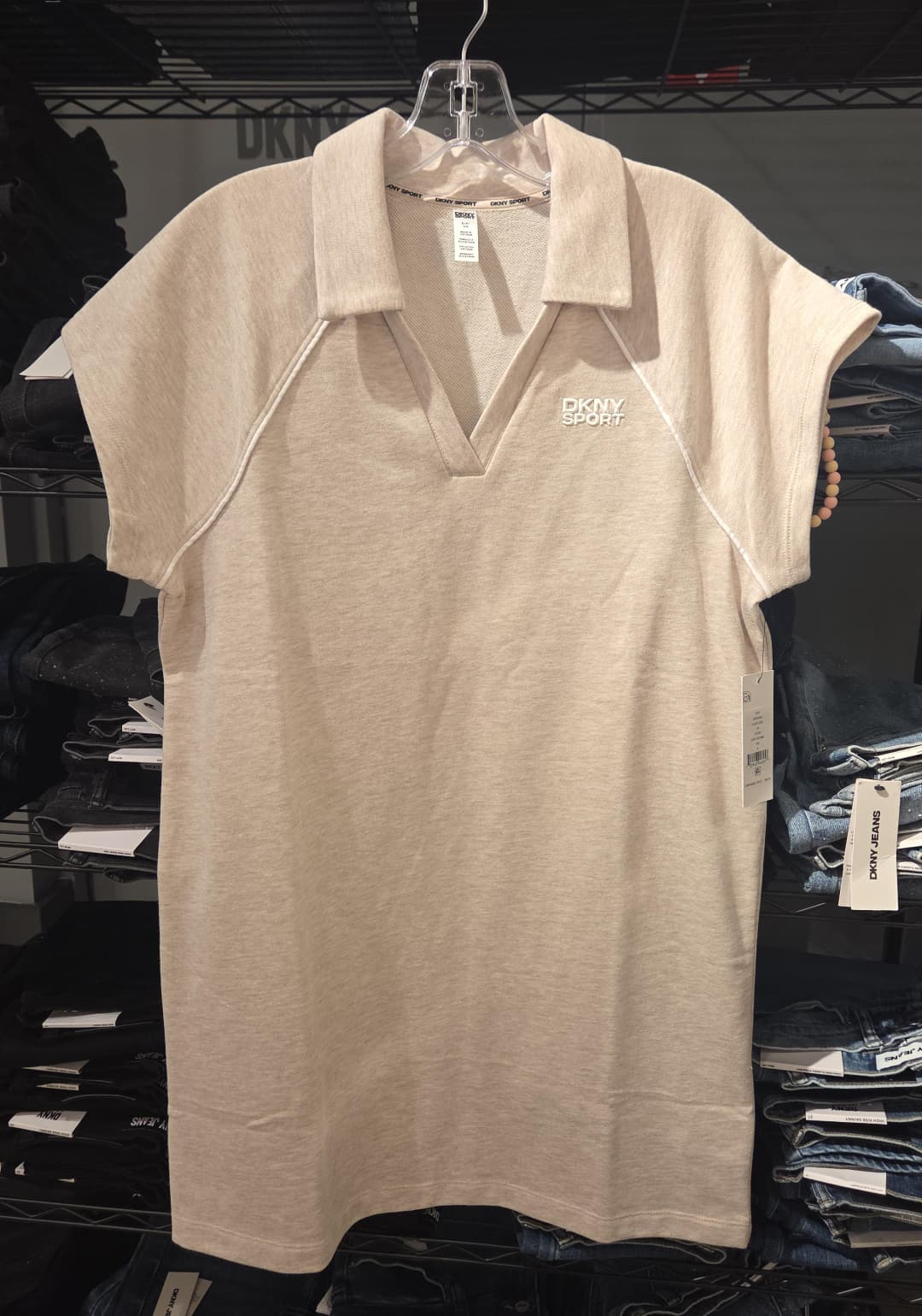 ZR076 DKNY 粉色滾邊短袖高爾夫 Polo TEE