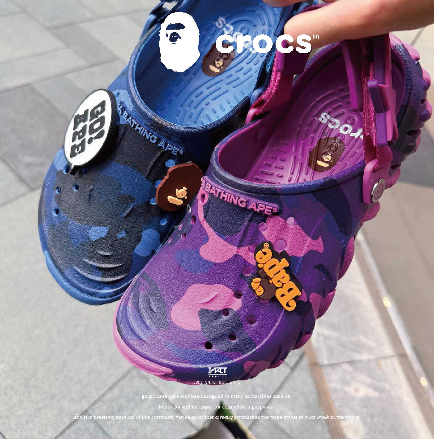 BAPE x Crocs Echo 聯名洞洞鞋 三色 藍 紫 紅