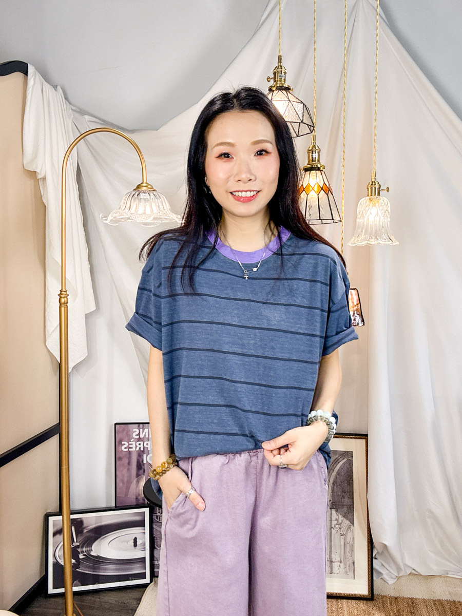 【多買多優惠】領位拼色．橫間COTTON料TOP【不設退換】