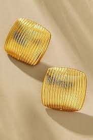 USA 美國GOLD黃銅復古方形耳環