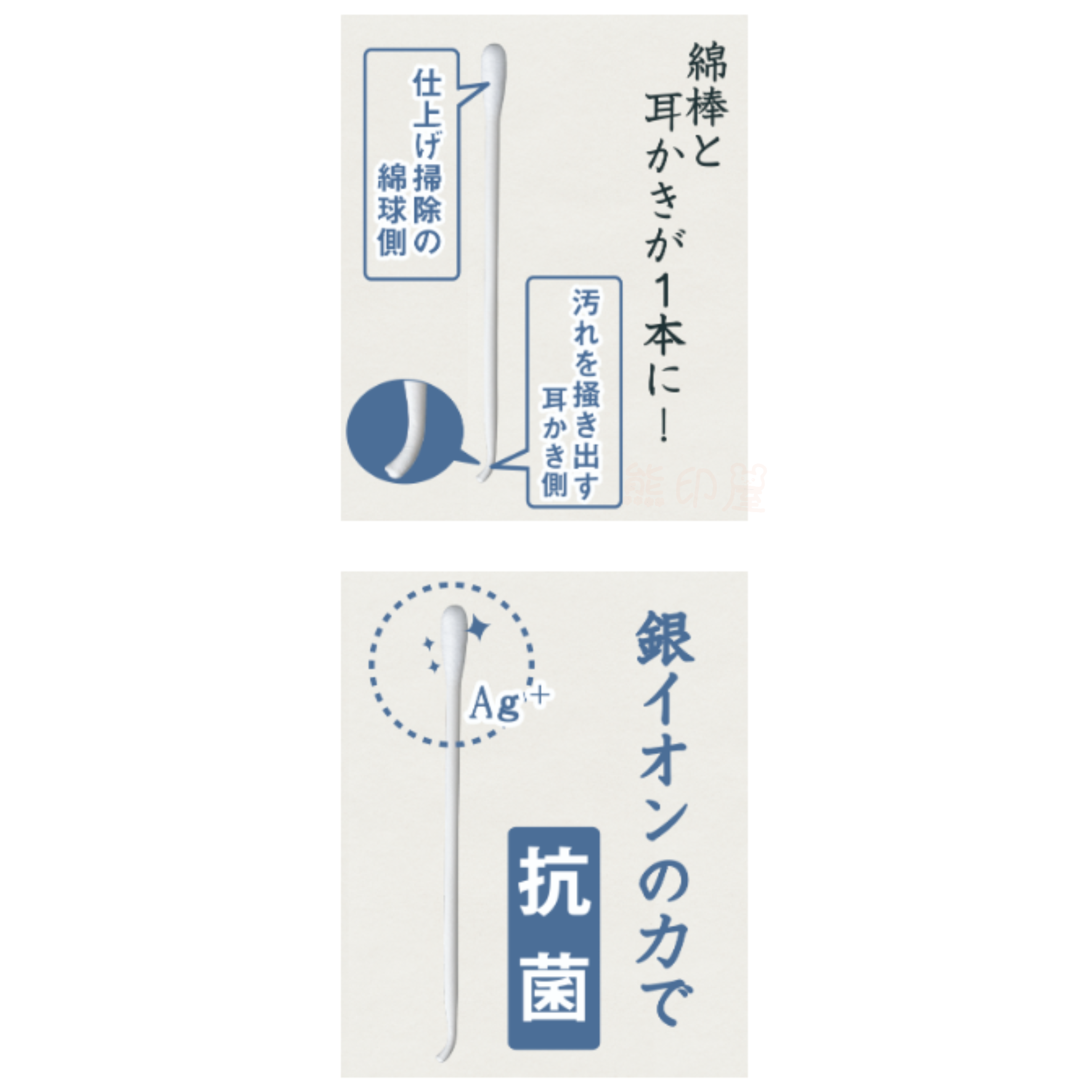 Ag+銀離子抗菌雙頭棉花棒 50支 日本製 (藍) (平行進口)