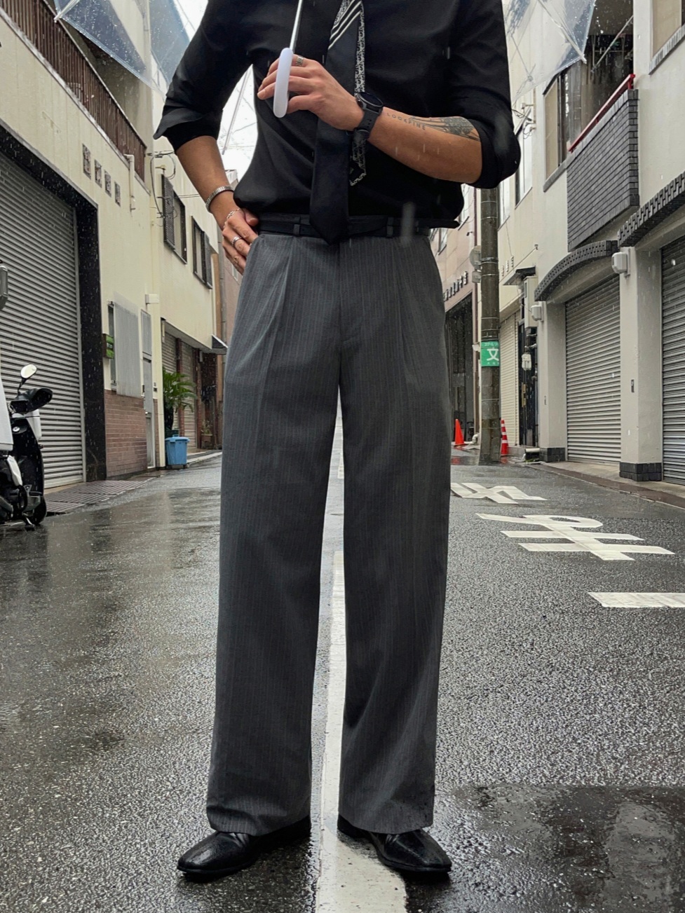 Gentle Stripe Belted Slacks