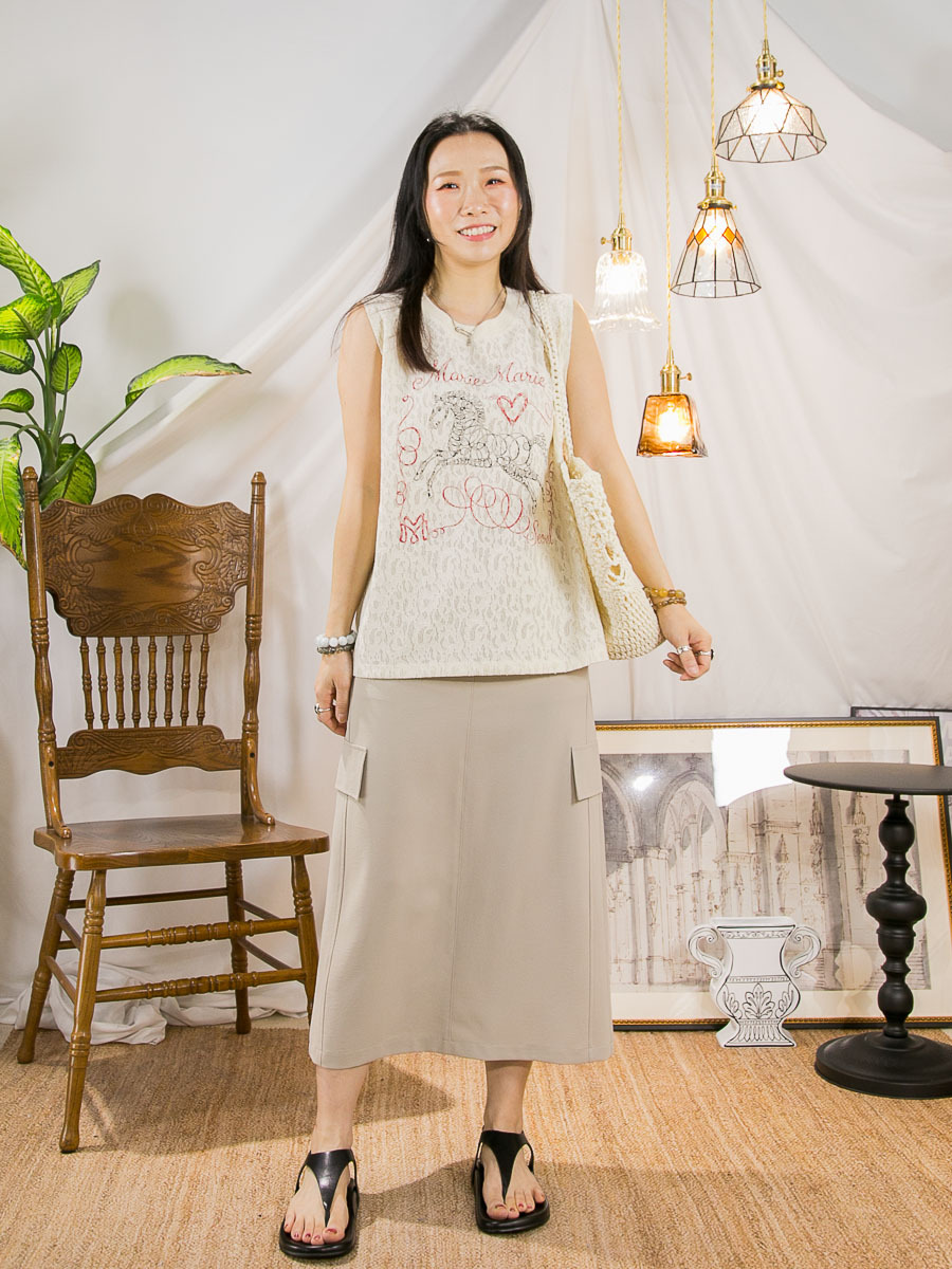 【15/5-17/5 限時優惠】英文字圖案PRINT．前幅LACE．COTTON料TOP