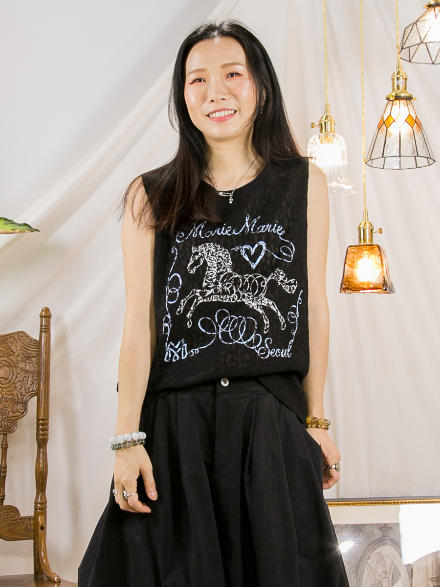 【15/5-17/5 限時優惠】英文字圖案PRINT．前幅LACE．COTTON料TOP