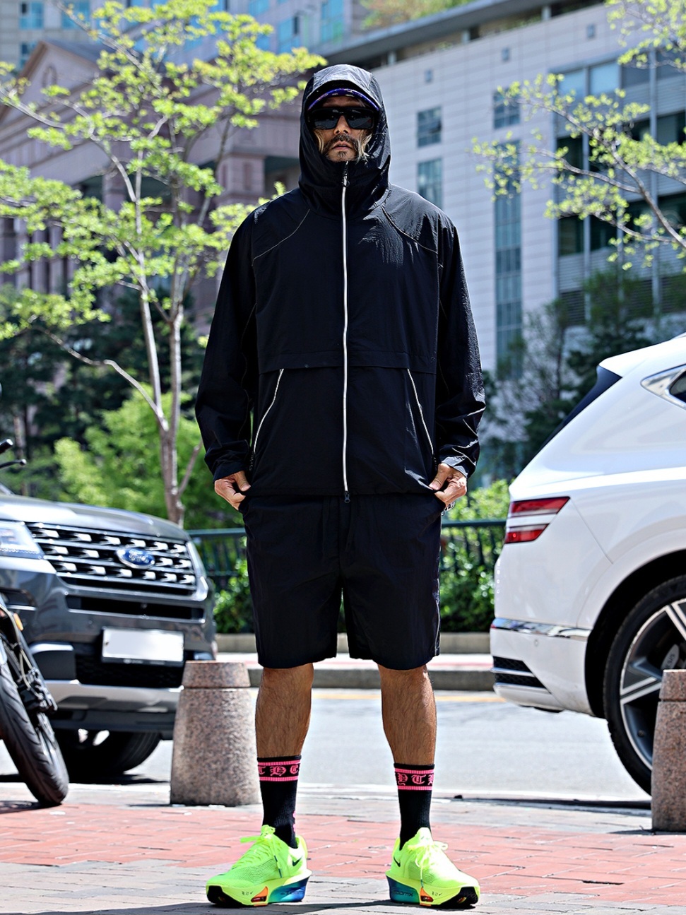 Reflective windproof jacket and shorts set