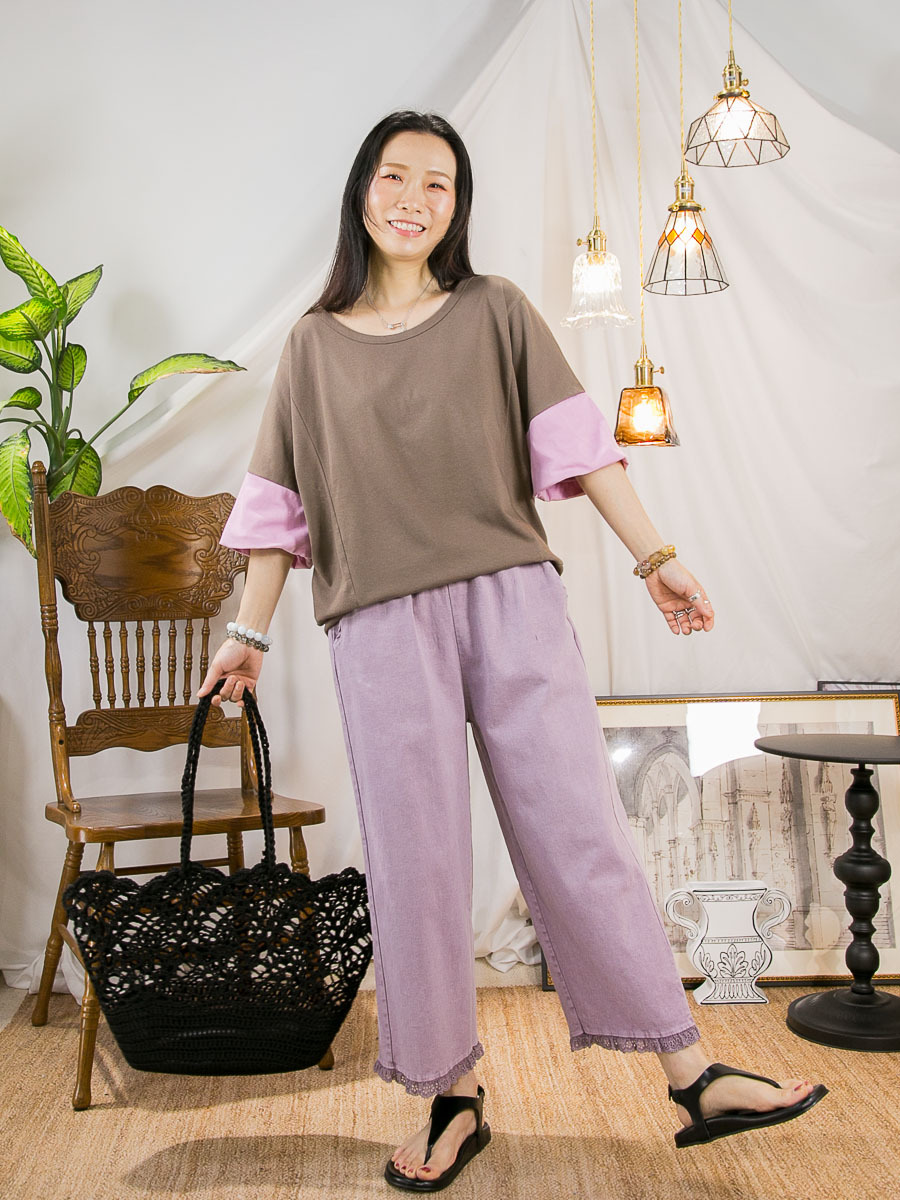 【15/5-17/5 限時優惠】手袖拼色 ．COTTON料TOP
