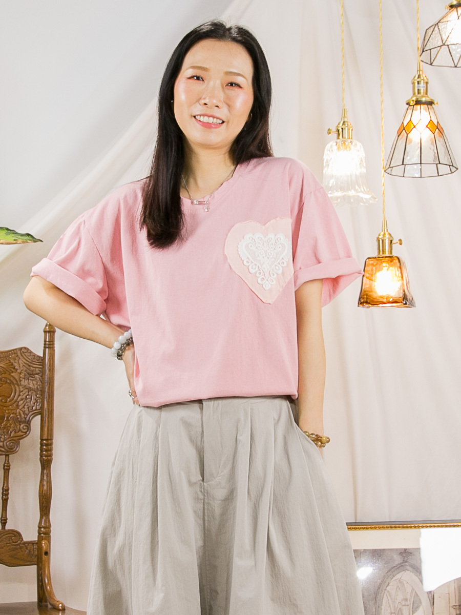 【15/5-17/5 限時優惠】胸位心形棉LACE．COTTON料TOP