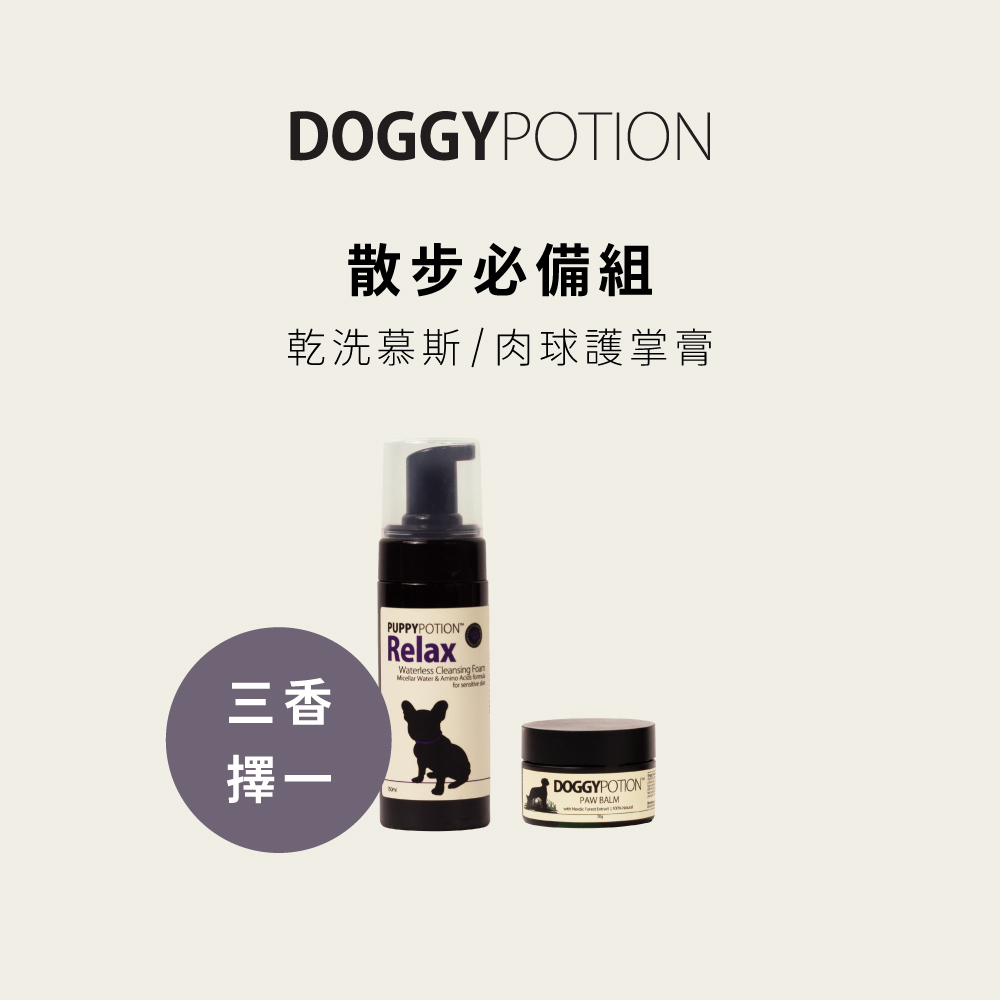 [免運] 散步必備組 - 乾洗慕斯+肉球護掌膏｜DOGGYPOTION