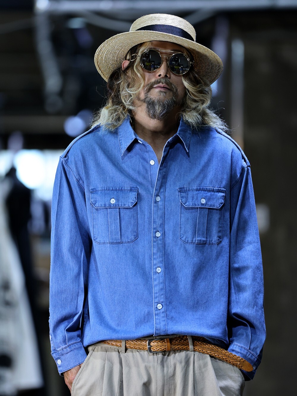 Work epaulette denim shirt