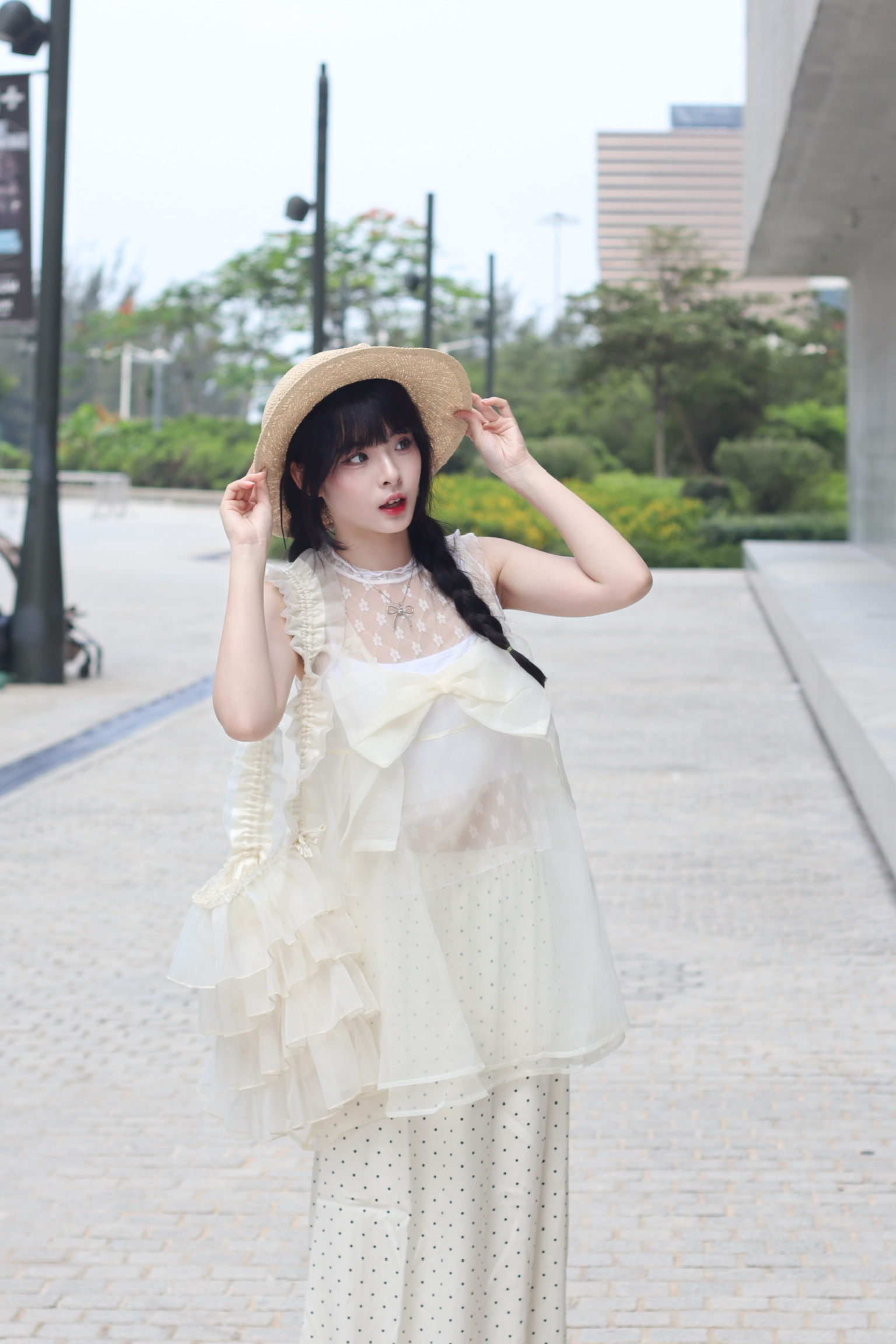 【⊹˚.𝗡𝗦 𝗠𝗮𝗱𝗲‧⁺ 自訂款】0負擔~精緻滿板花花 Ruffles Vest背心