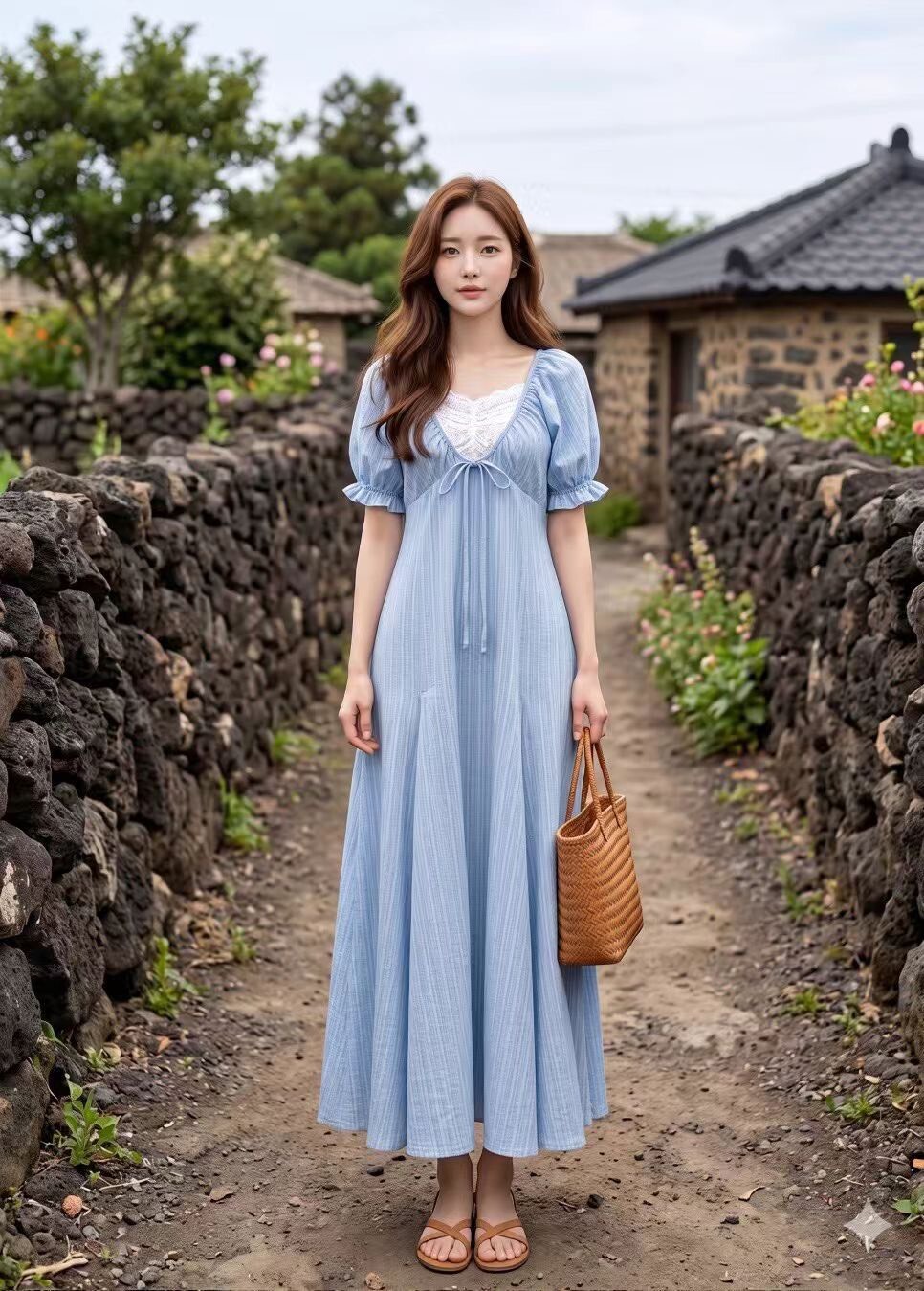 V蕾絲溫柔感長洋裝