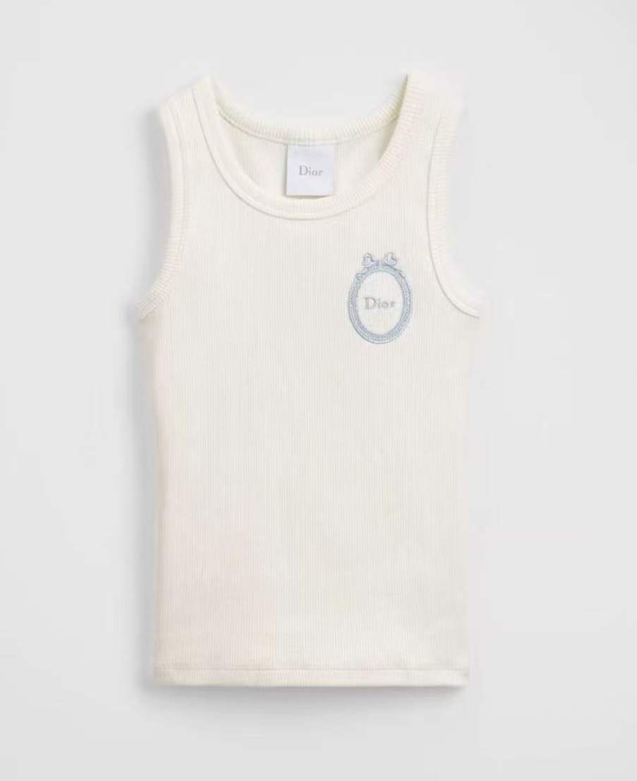 DIOR Kids 白色 刺繡Logo 背心