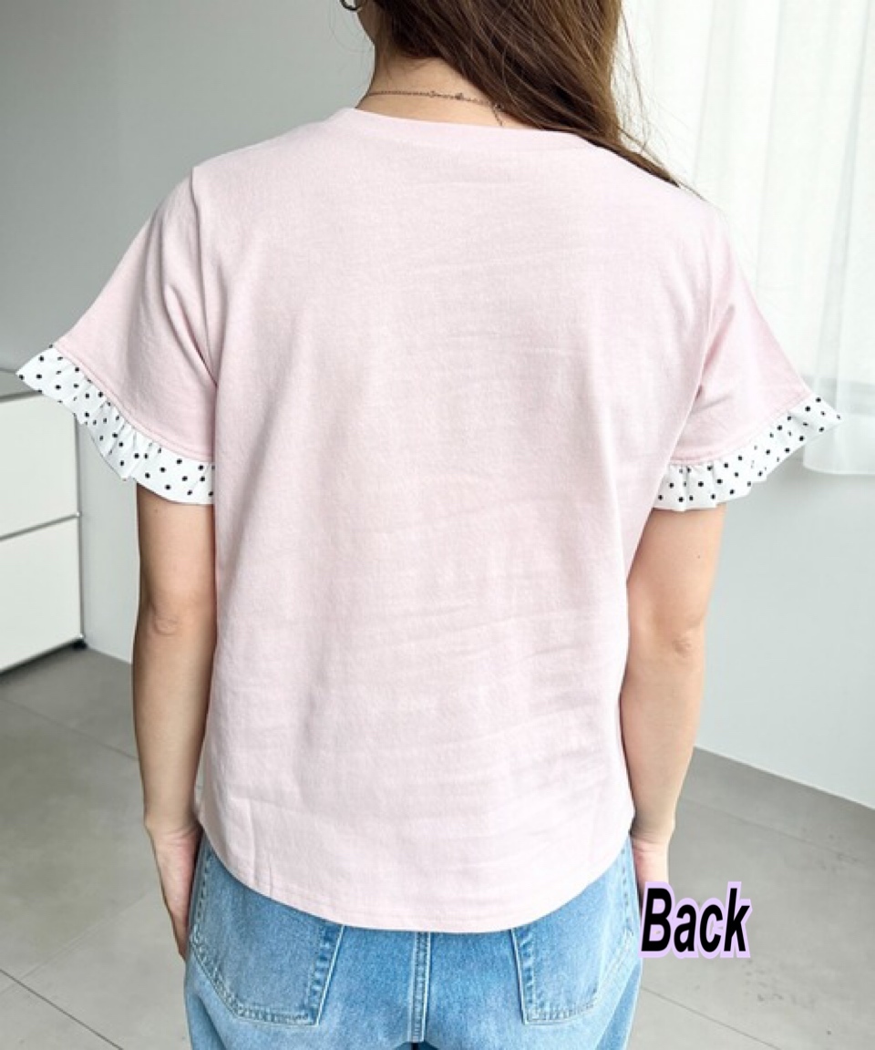 269515 日系女裝 波點手袖邊Tee / 多色